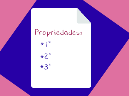 Ilustração de uma folha de anotações com o título Propriedades e três marcadores numerados
