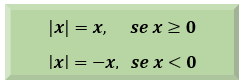 Quadro com a definição do módulo de um número real: |x| = x quando x for maior ou igual a zero, e |x| = -x quando x for menor que zero
