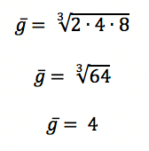 Cálculo da média geométrica dos elementos do conjunto A