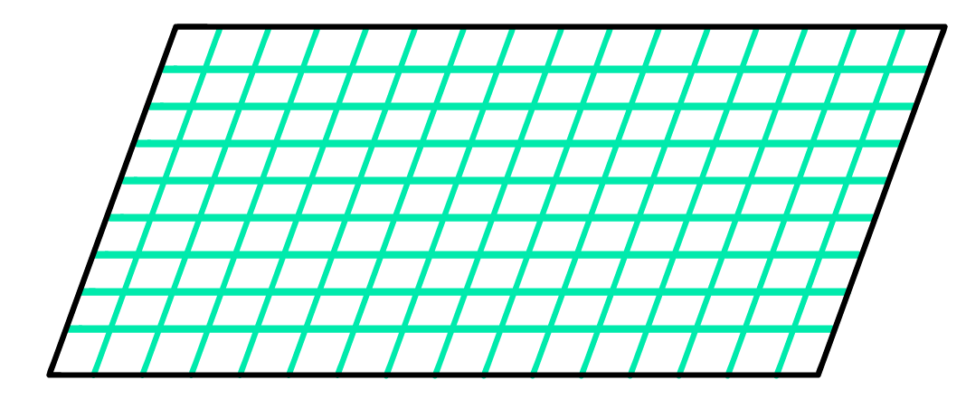 paralelogramo dividido em diversos quadrados