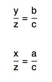 y/z=b/c ou x/z=a/c