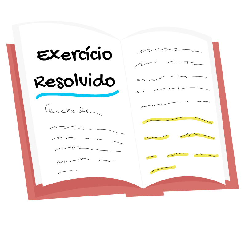 livro aberto onde está escrito exercício resolvido