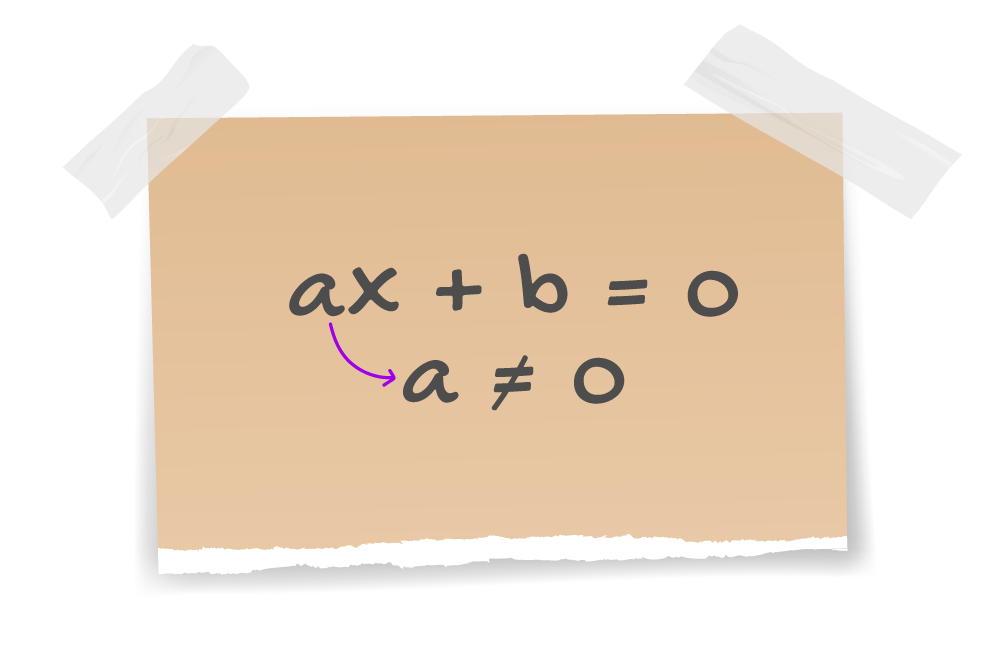 folha rasgada onde aparece ax+b=0 quando a é diferente de zero