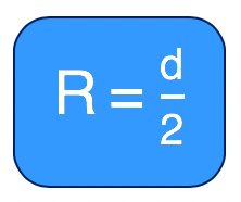 formula do raio circunscrito R igual a d dividido por 2