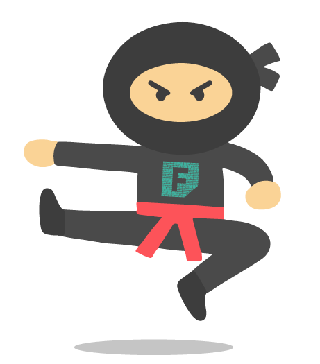 Ninja do Professor Ferretto dando um chute, personagem da dica ninja sobre como equacionar frações de um valor