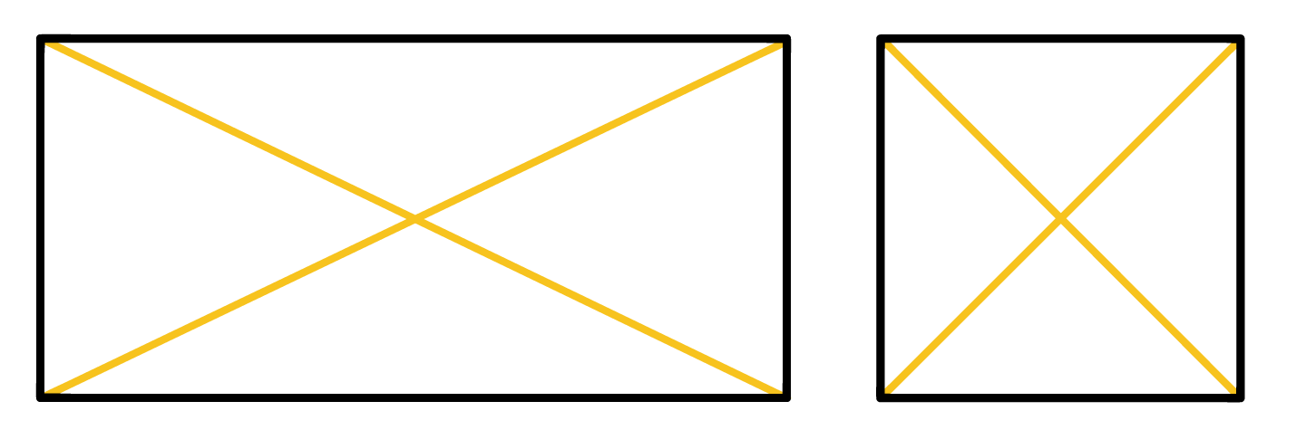 quadrado com as duas diagonais de mesma medida d destacadas em azul
