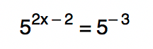 (5ˆ2)ˆ(x-1) = 5ˆ(2x-2) e 1/5ˆ3 = 5ˆ(-3)