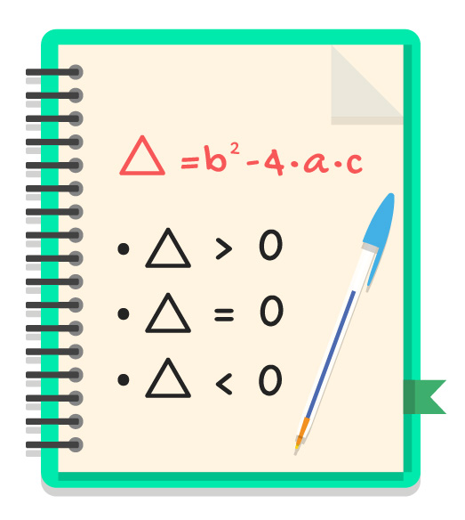 caderno onde está escrito ∆ = bˆ2 - 4ac e que delta (∆) pode ser maior igual ou menor que zero