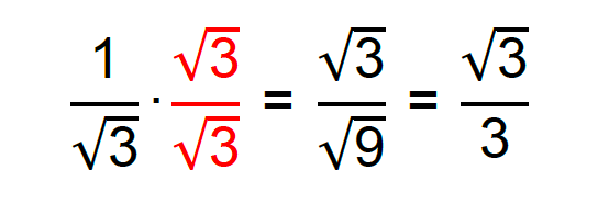 Racionalização do denominador da fração 1/√3
