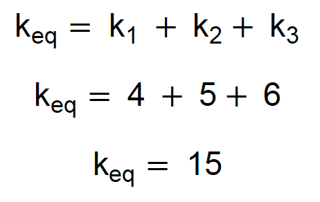 Exemplo do cálculo de três molas em paralelo