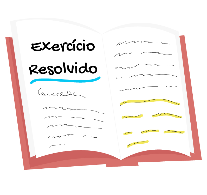 livro aberto onde está escrito exercício resolvido