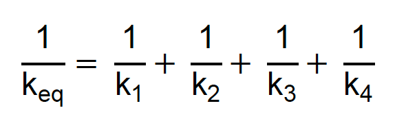Fórmula da constante elástica equivalente para quatro molas em série