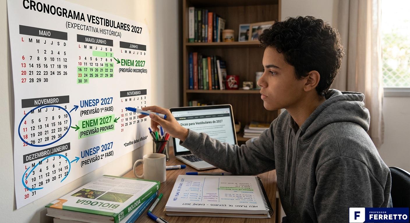  Imagem ilustrativa sobre acompanhamento provas do Enem e Unesp para 2027