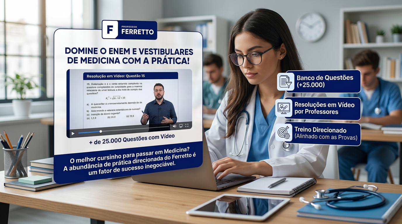 A plataforma do Professor Ferretto contém uma vasta gama de questões para o estudante treinar e testar seu conhecimento.