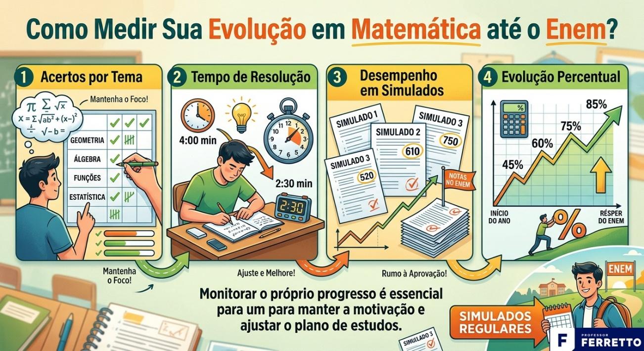 Ilustração representando a medição da evolução do aprendizado em matemática.