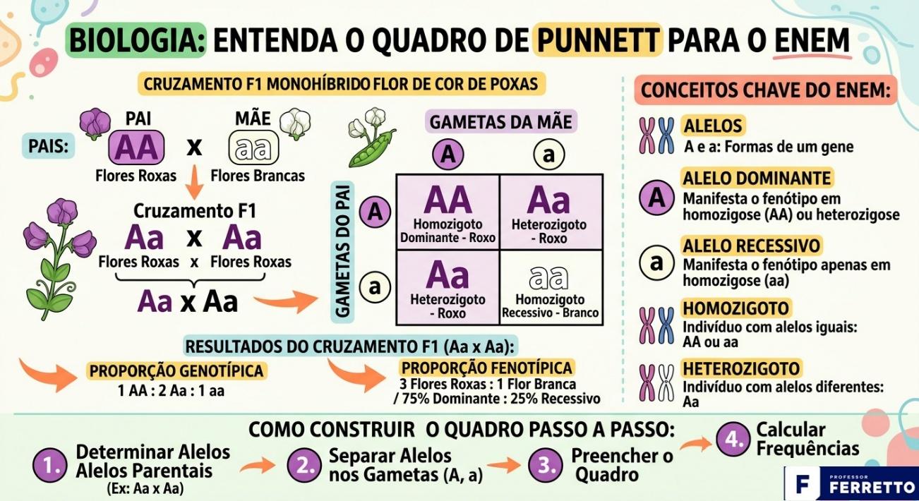imagem de como utilizar o Quadro de Punnett
