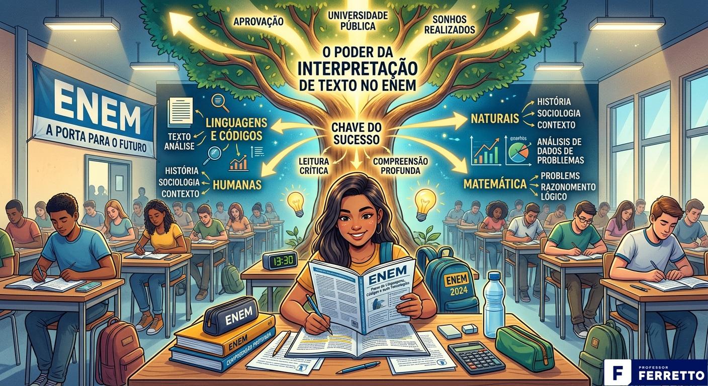 Imagem destacando o poder da interpretação de texto para obter uma ótima nota no Enem
