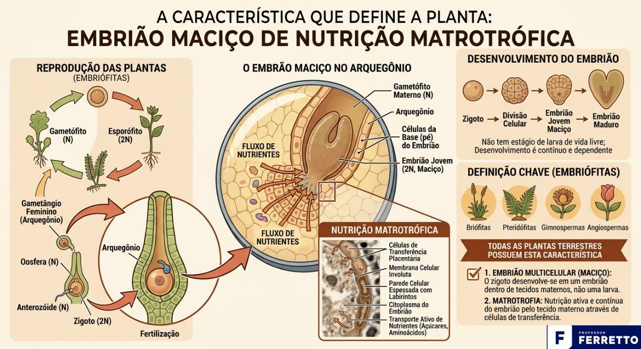 Característica geral que define a planta: embrião maciço de nutrição matrotrófica