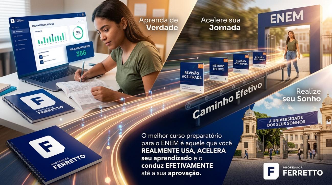 Imagem mostrando o porquê de o cursinho preparatório para Enem e vestibulares do Professor Ferretto ser um dos melhores do país.