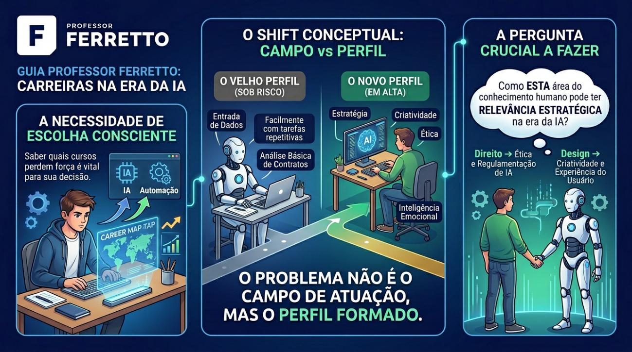 Quadro ilustrativo de que num mundo em mudança acelerada é necessário o questionamento de como as habilidades humanas podem ser cruciais na era da IA