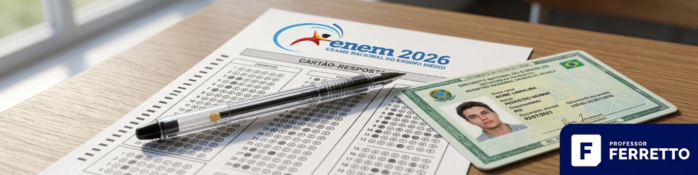Itens permitidos no dia da prova do Enem 2026: documento oficial com foto e caneta esferográfica preta transparente