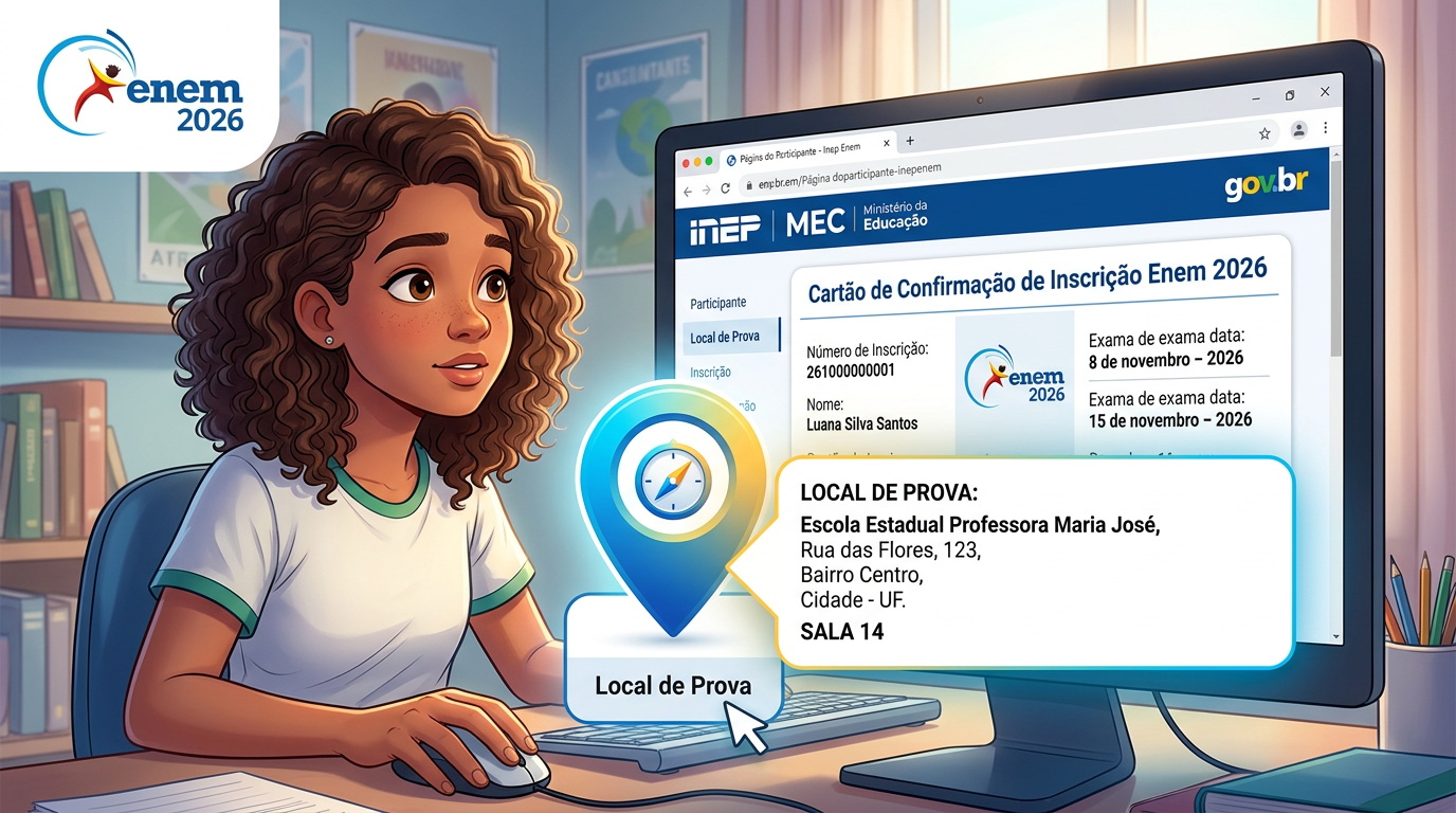 Cartão de confirmação do Enem 2026 liberado: como ver o local de prova e o que fazer agora