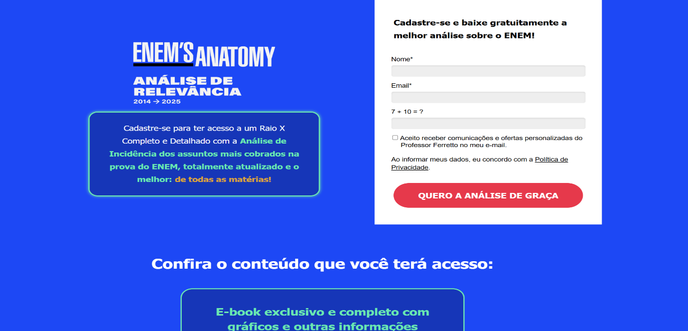 Banner com o caminho para o Enem's Anatomy do Professor Ferretto.