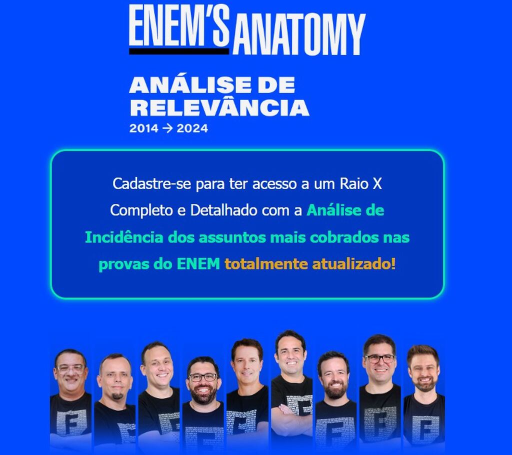 Banner do Enem’s Anatomy do Professor Ferretto, para análise dos assuntos mais cobrados no Enem