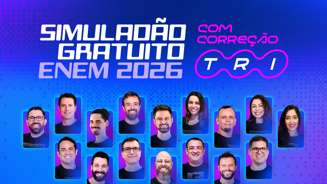 Banner do Simuladão Enem com TRI, simulado gratuito do Professor Ferretto